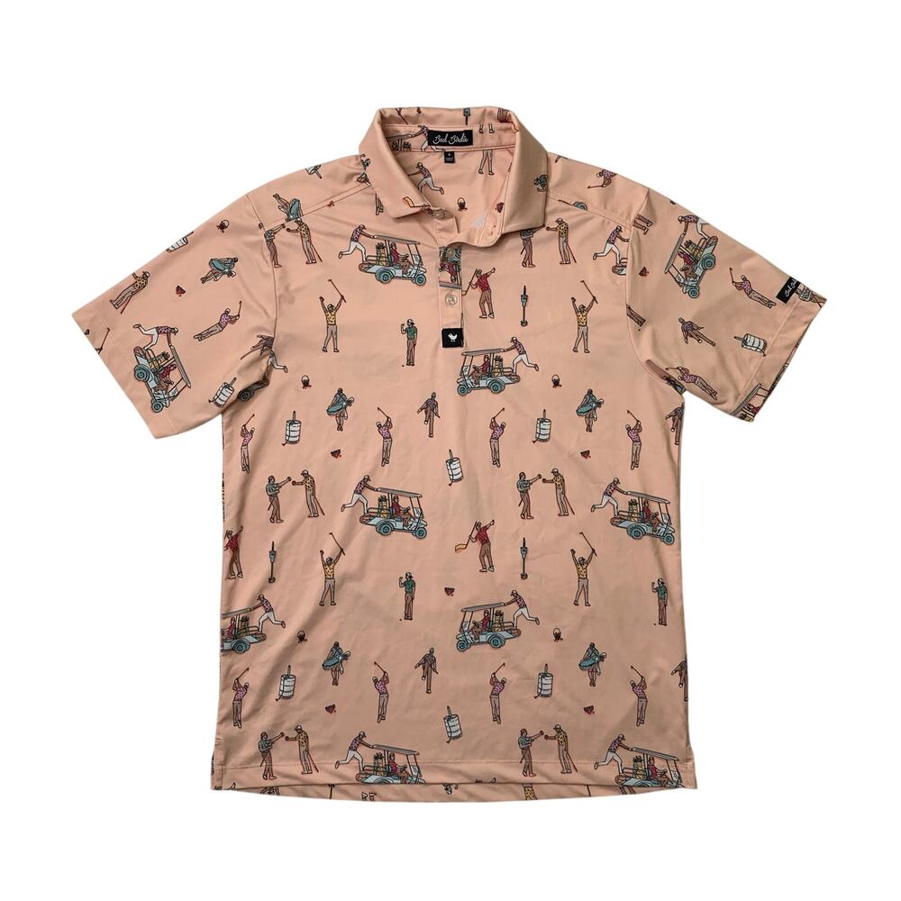 Bad Birdie Shirt Mens S Small All Over Retro Graphic Print Chaotic Golf Scenes